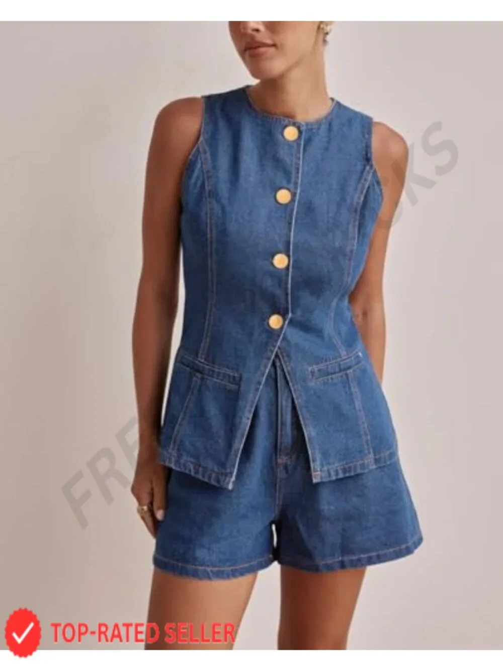 N/A sleeveless button